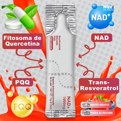 NAD+ 1000 mg con Nicotinamide Riboside, PQQ y Resveratrol Pack x30 sobres