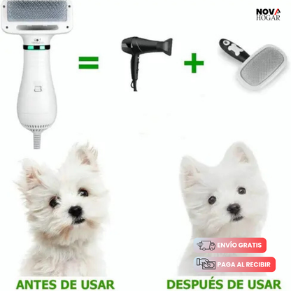 PawsitiveBlow™ 2 en 1 Secador Cepillo Suave Mascota