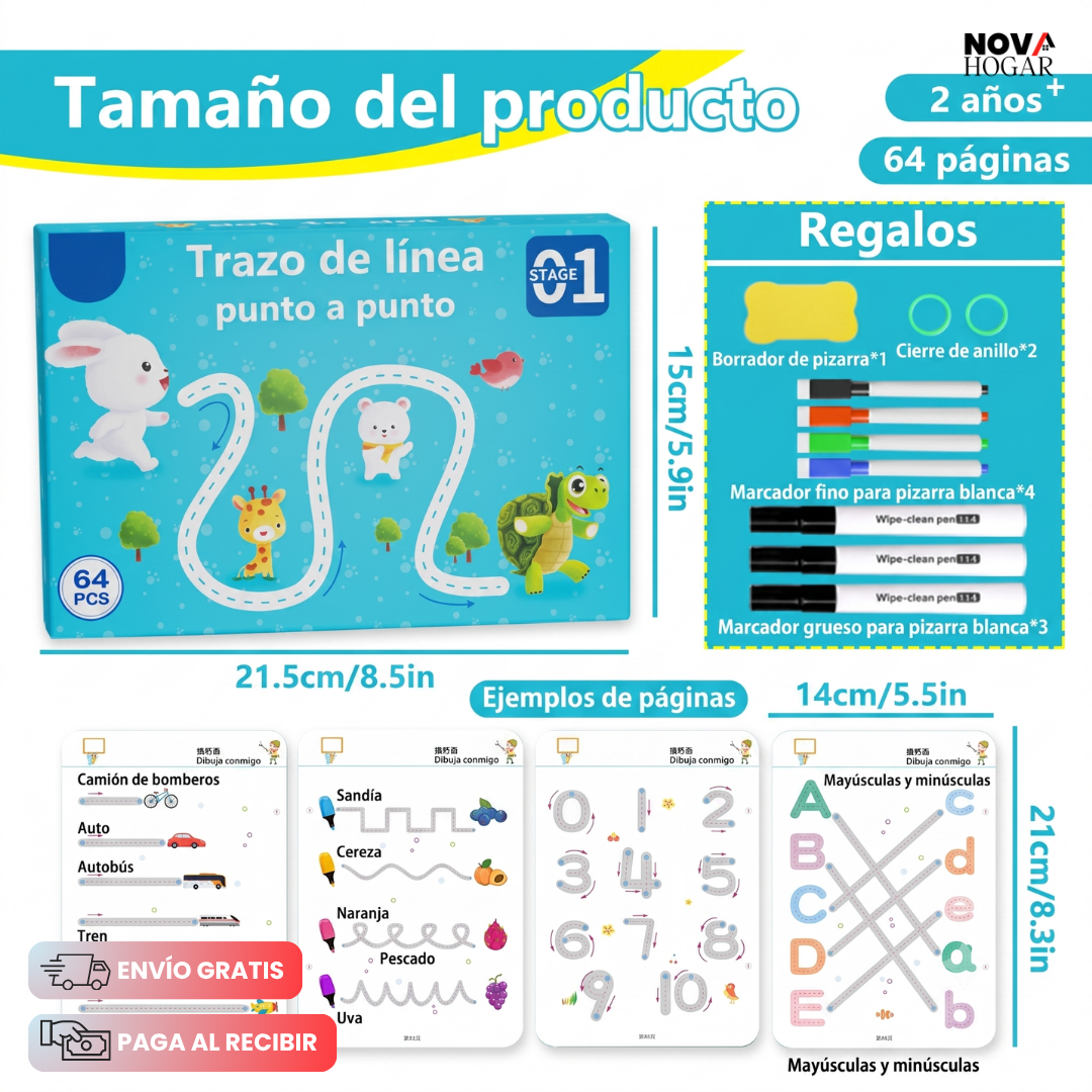 MagicTrace™ Kit Completo de Cuaderno De Trazos Reutilizable