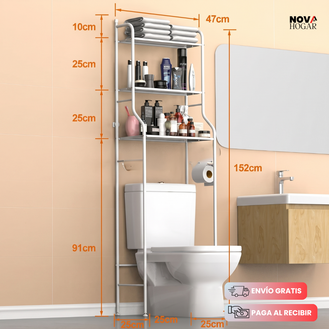 VertiClean™ Organizador Blanco Sobre Inodoro