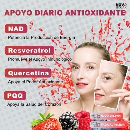 NAD+ 1000 mg con Nicotinamide Riboside, PQQ y Resveratrol Pack x30 sobres