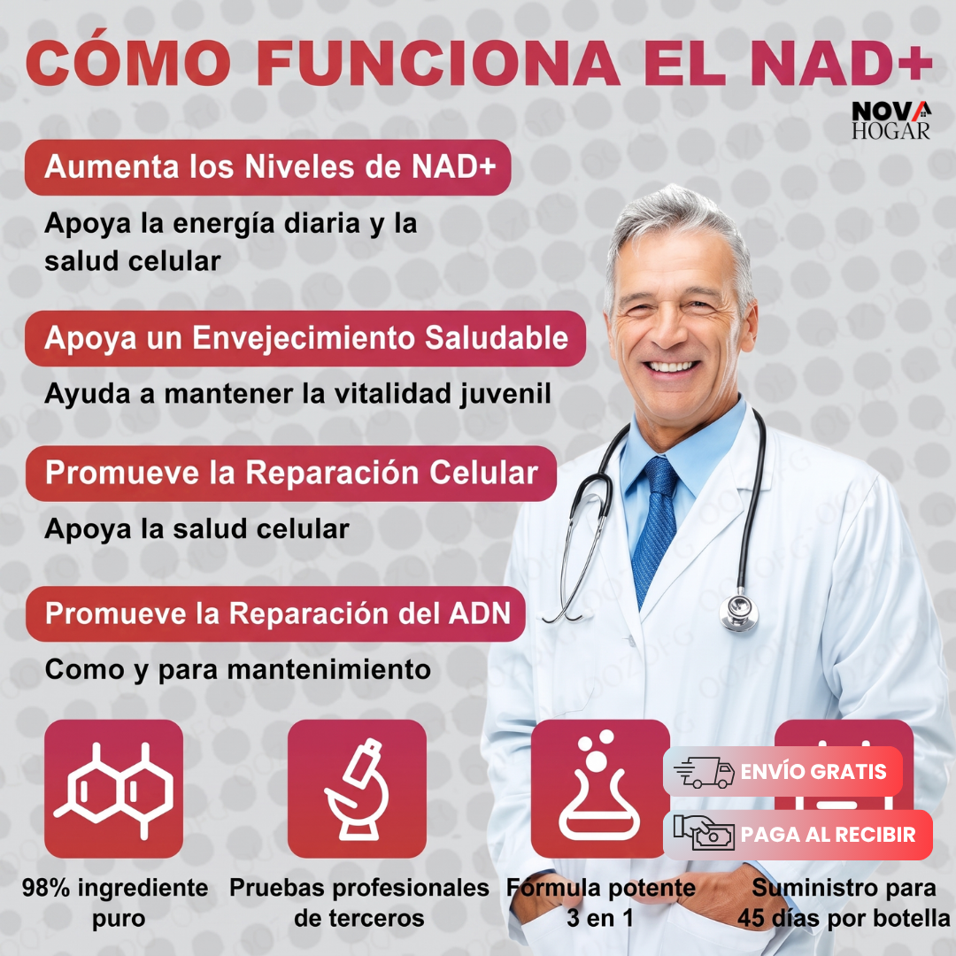 NAD+ 1000 mg con Nicotinamide Riboside, PQQ y Resveratrol Pack x30 sobres