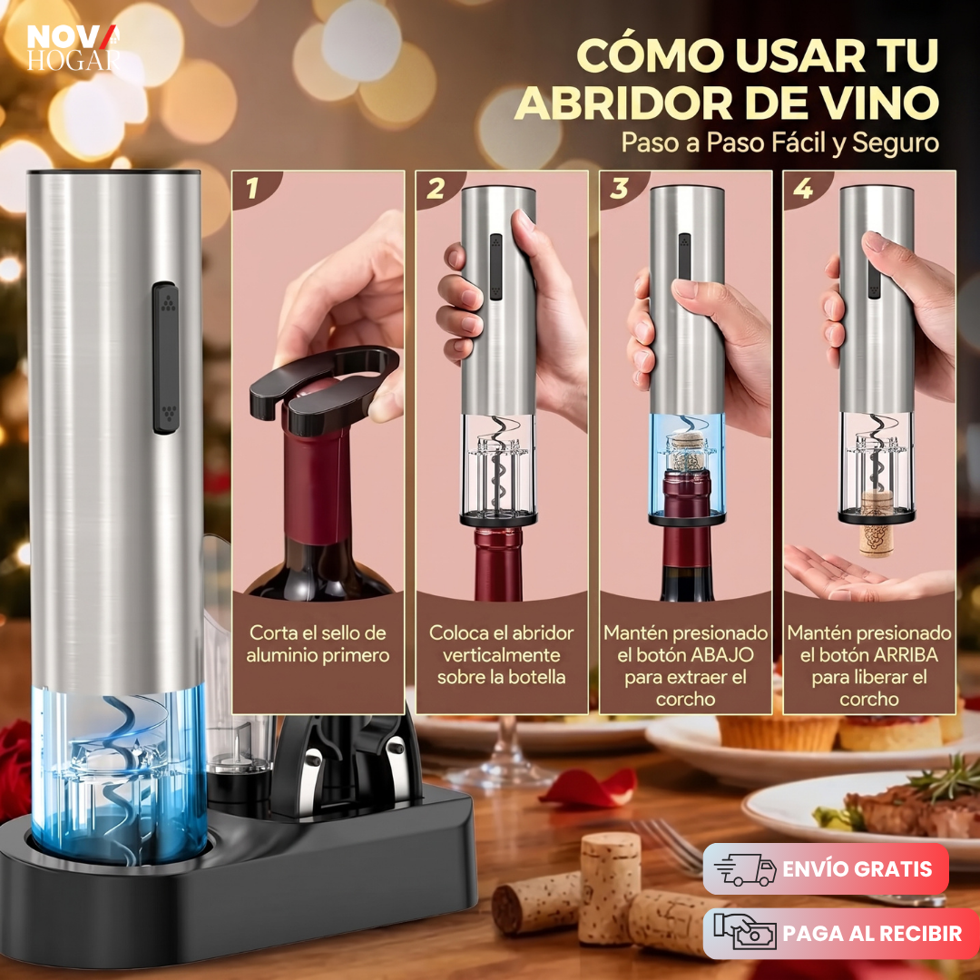 VinoElevate™ Kit Abridor De Vino Eléctrico 5 en 1