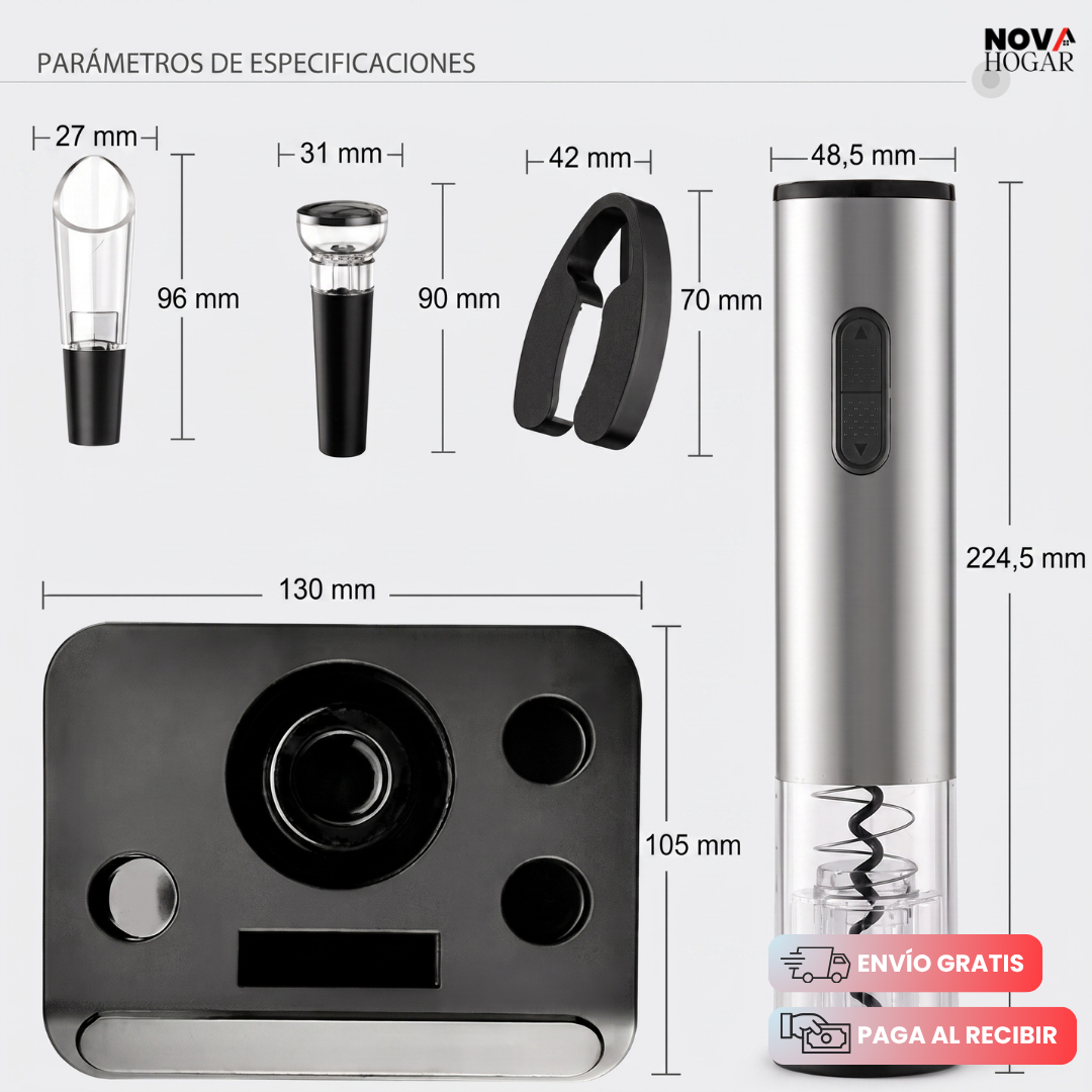 VinoElevate™ Kit Abridor De Vino Eléctrico 5 en 1