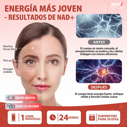 NAD+ 1000 mg con Nicotinamide Riboside, PQQ y Resveratrol Pack x30 sobres