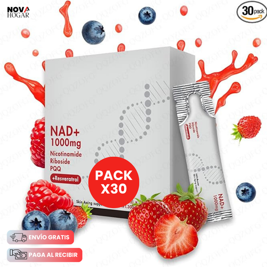 NAD+ 1000 mg con Nicotinamide Riboside, PQQ y Resveratrol Pack x30 sobres